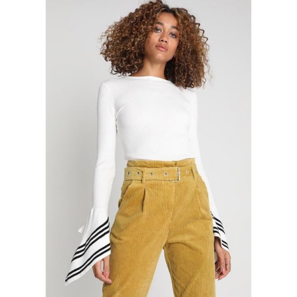 3/$25 Long Bell Sleeve Top w/Varsity Stripes - Picture 2 of 8